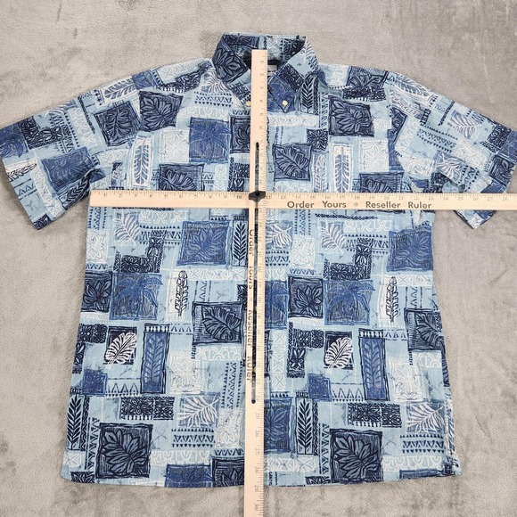 Reyn Spooner Shirt Mens Large Blue Hawaiian Aloha Button Front Hawaii Print - Picture 9 of 12